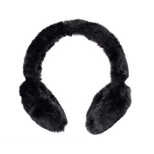 Surell Faux Rex Rabbit Black Earmuffs - Halo Band